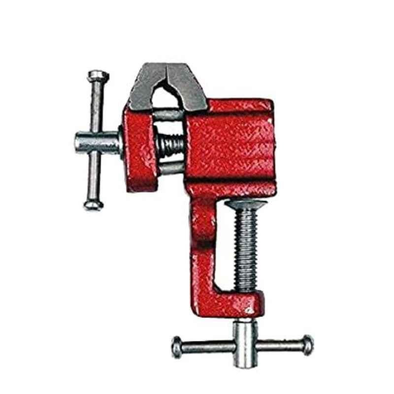 Arnav 40mm Cast Iron Red Fixed Base Bench Vice with Clamp, OSB-HT-100107_40