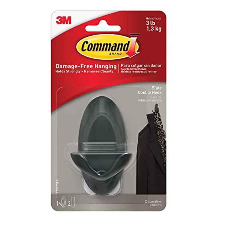 Command Slate Double Hook with Strips, Size: Medium