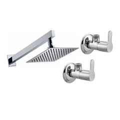Fastgear 3 Pcs Marc Stainless Steel Silver Chrome Finish Faucet Set with Shower, FG2313