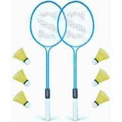 STYRKR Alloy Steel Blue Badminton Racquet Set of 2 Steel Frame with Shuttlecocks Pack of 6 Badminton Kit