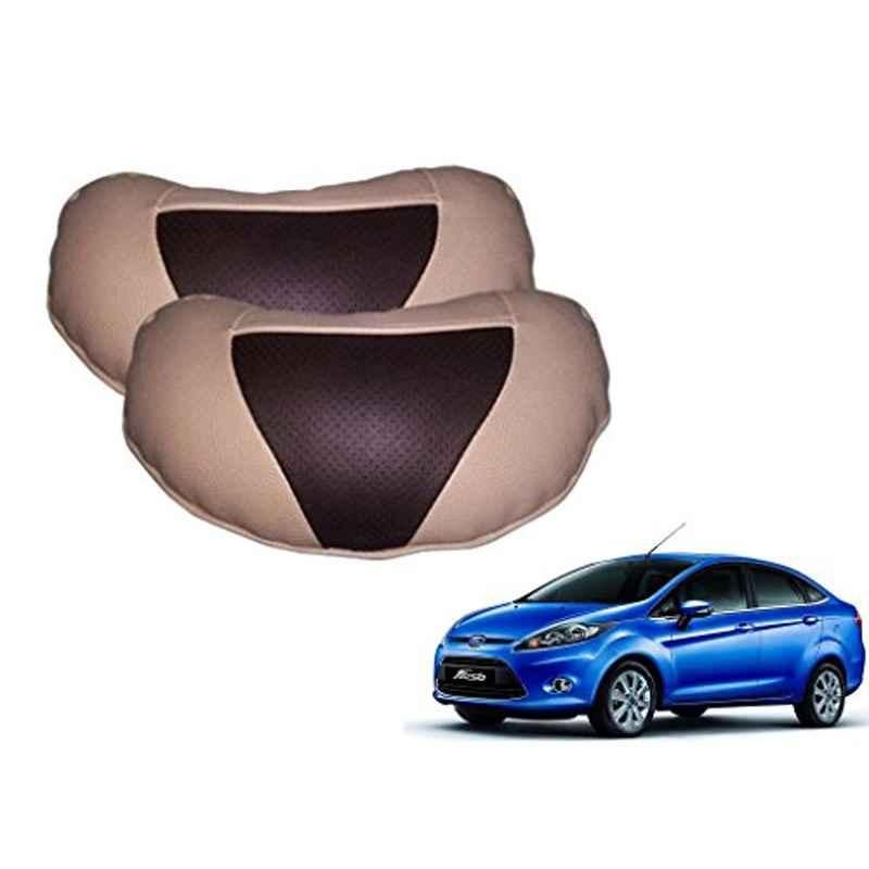 Kozdiko 2 Pcs Brown & Beige Neck Rest Set for Ford Fiesta, koz_38853