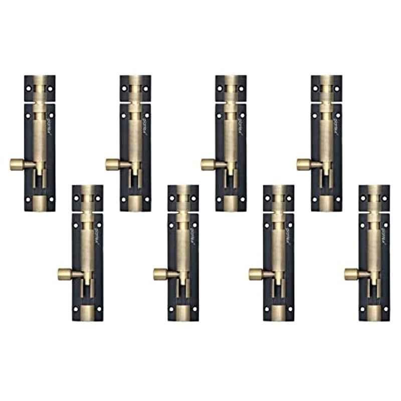 Plantex Stainless Steel 4 inch Tower Bolt/Tower Bolt for Home, Offices Doors and Windows/Tower Bolt for Main Door/Door Latch/Kundi/Chitakini/Door Latch for Windows - Pack of 8 (Brass Finish, 4 inch)