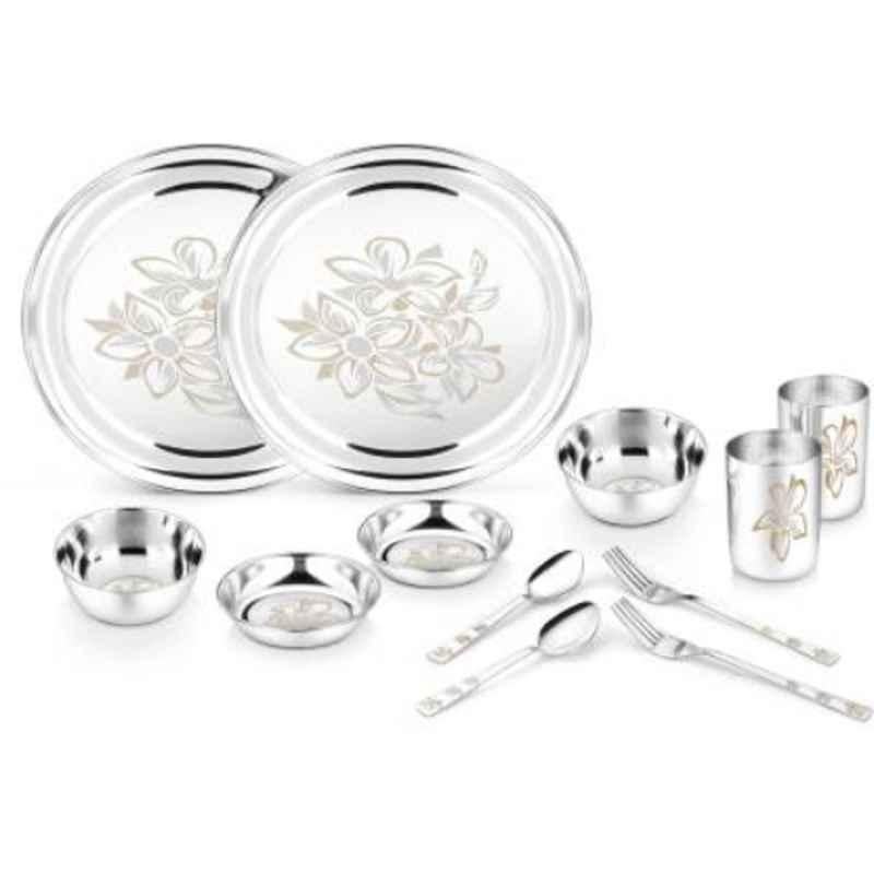 Classic Essentials SNB-12 Glory 12 Pcs Stainless Steel Dinnerware Set with Permanent Laser Design