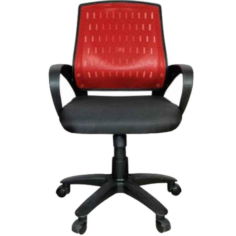 Rajpura Smart Medium Back Black & Red Centre Tilt Mechanism Revolving Office Executive Chair