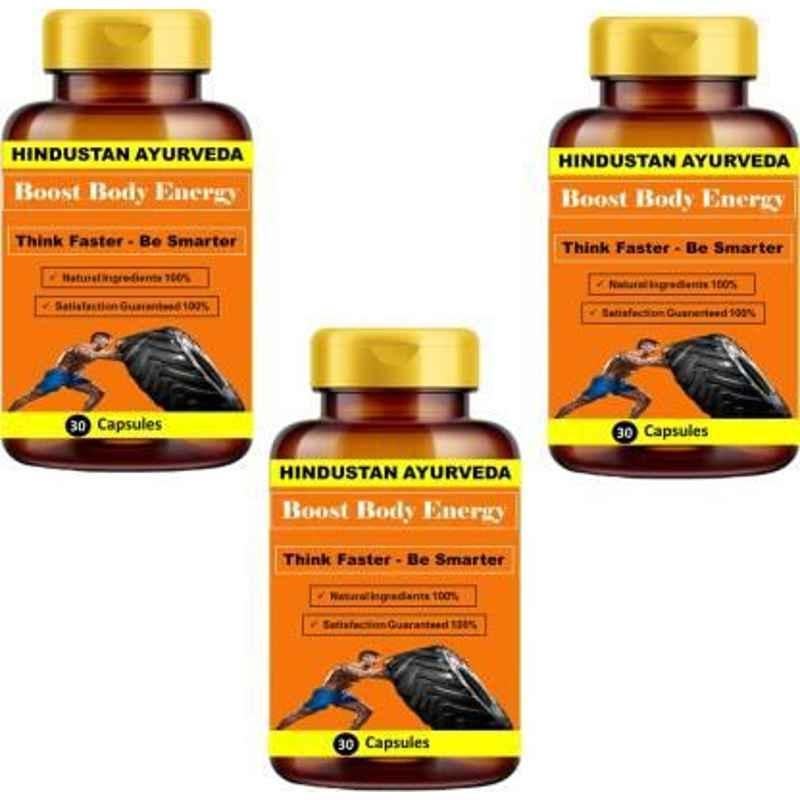 Hindustan Ayurved 30 Pcs Natural Energy Booster Capsules (Pack of 3)