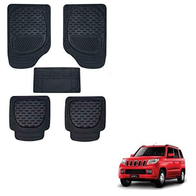 Kozdiko 6255 5 Pcs Rubber & PVC Black Heavy Car Foot Mat Set for Mahindra TUV-300