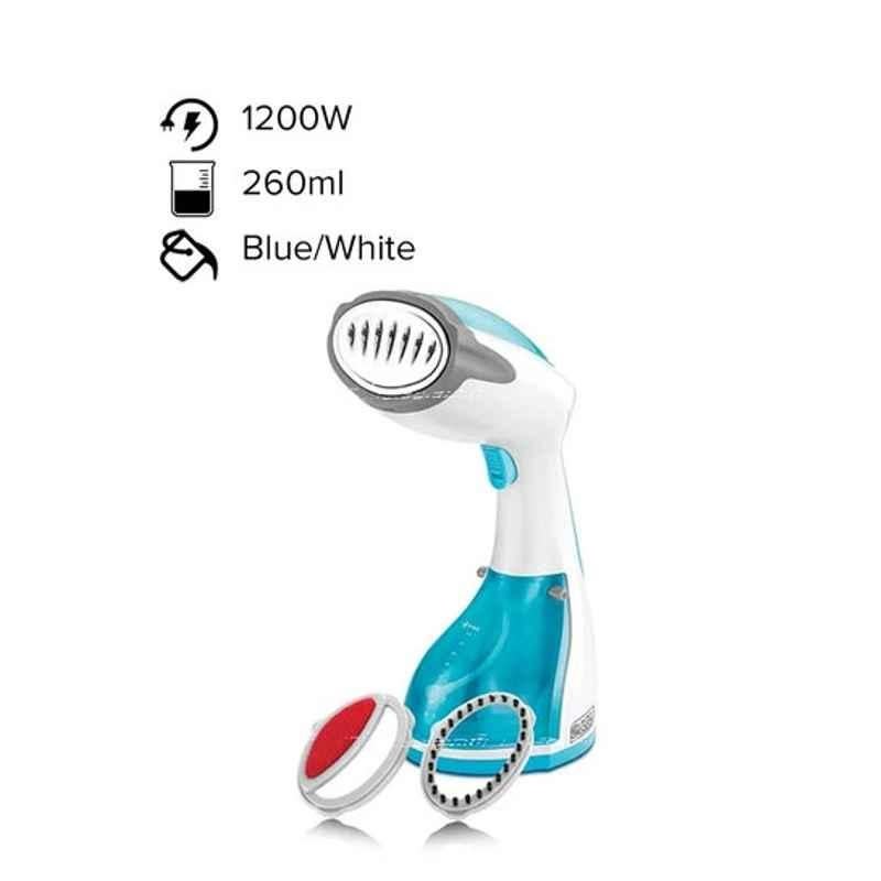 Black & Decker 1200W Plastic Blue & White Portable Handheld Garment Steamer, HST1200