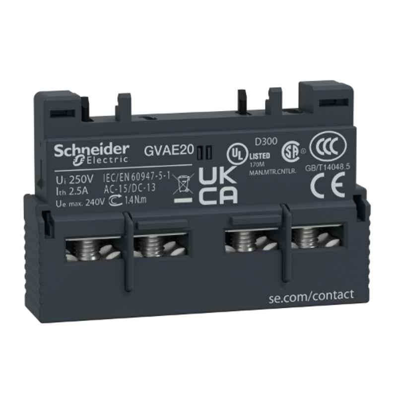 Schneider TeSys 2NO Auxiliary Contact Block, GVAE20