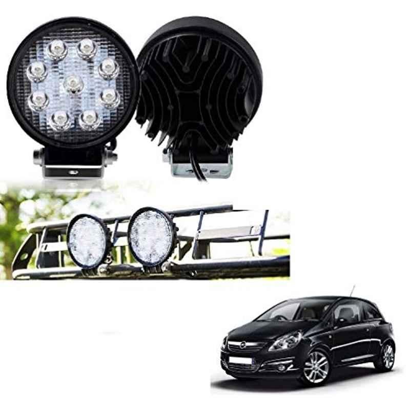Kozdiko 2 Pcs 27W 4 inch 9 LED Waterproof Round White Fog Light Set with Mounting Brackets for Opel Corsa, kozd_20012