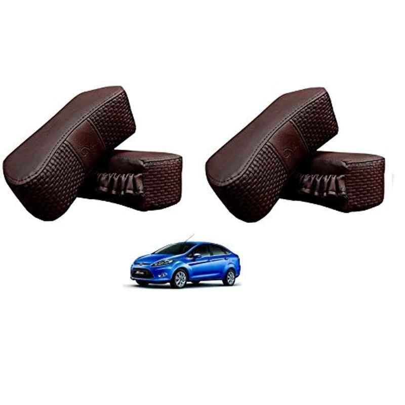 Kozdiko 4 Pcs CV Designer Cola Leatherite Neck Rest Car Cushion Pillow Set for Ford Fiesta