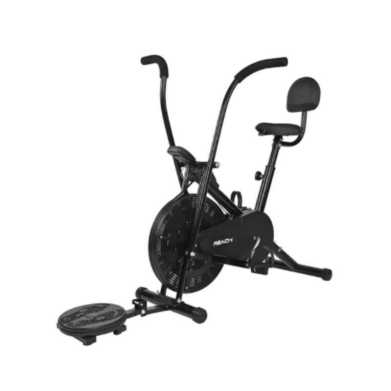 Reach AB-110 Alloy Steel Black BST Air Bike Exercise Fitness Cycle with Moving Handle, Back Support Seat & Twister