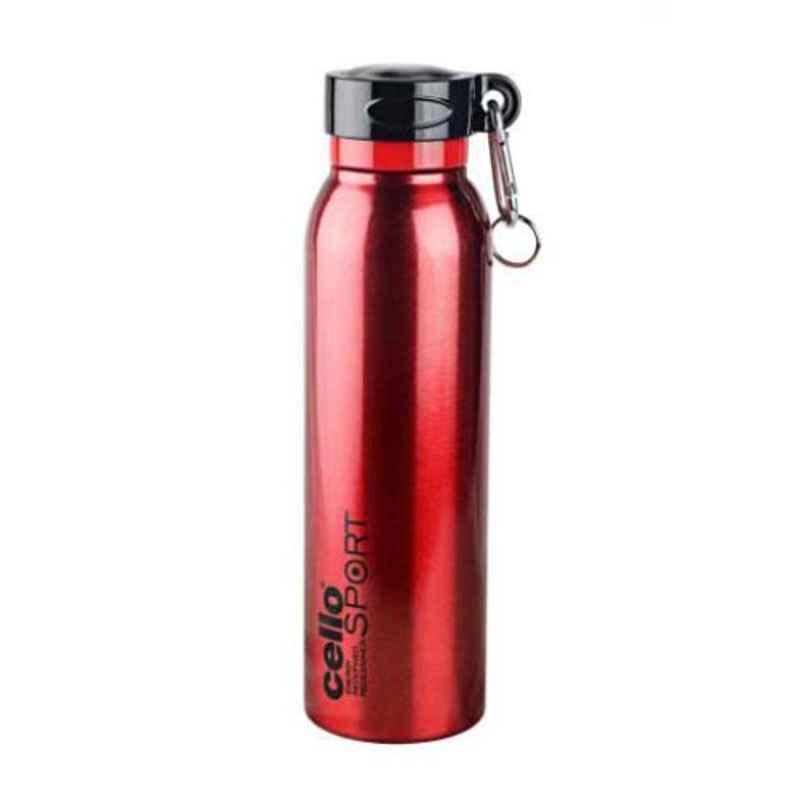 Cello Beatle 700ml Red Stainless Steel Vacuum Sports Bottle, 405CSSB0425
