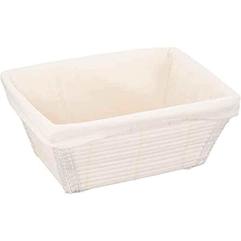Wenko 21627100 Bamboo White Bathroom Basket, Size: Medium