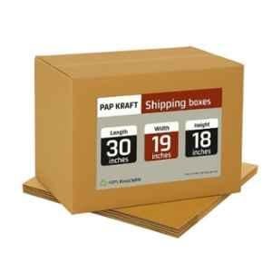 Pap Kraft 30x19x18 inch 5 Ply Cardboard Brown Corrugated Box (Pack of 3)