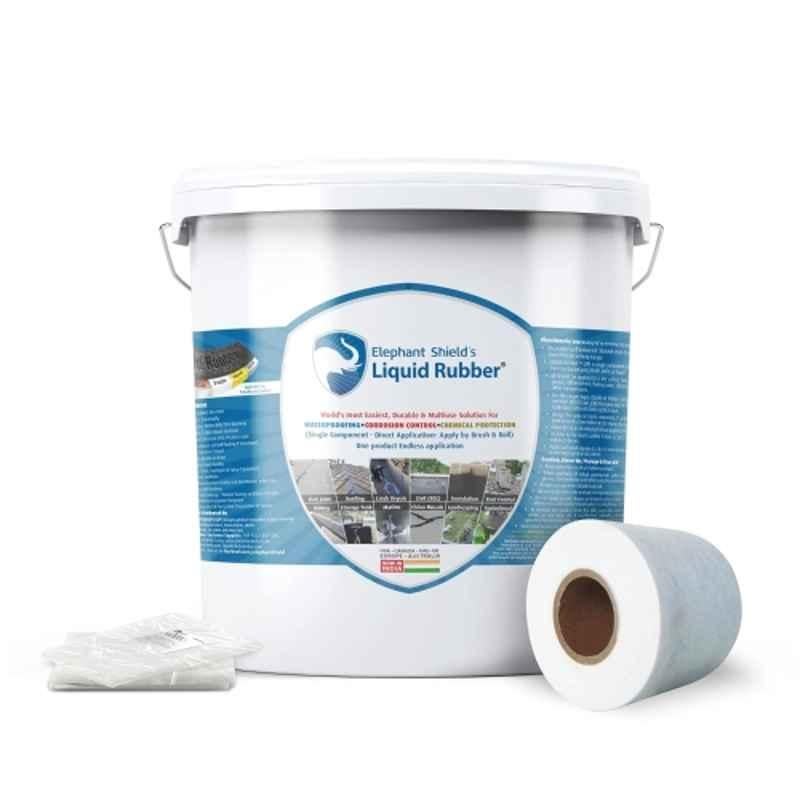 Elephant Shield 5 Litre Liquid Rubber Water Based Waterproofing Sealant with RF Fabric for Sheet Joints, Bolt Holes, Gutter Joints, Roof & Wall Crack, Solar Panel, Cut Out & Damp Wall