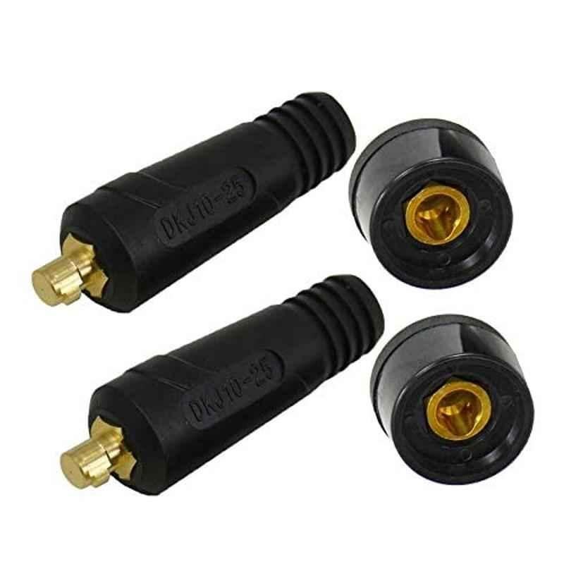 Fireweld 4 Pcs 10-25 mm³ Brass & Rubber Male & Female Welding Cable Joint Quick Connector Set