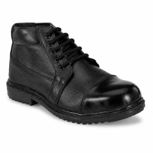 ArmaDuro AD1008 Leather Steel Toe Black Work Safety Shoes, Size: 10