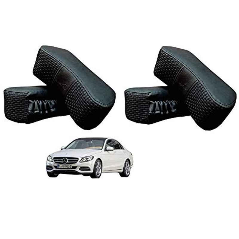 Kozdiko 4 Pcs CV Designer Black Leatherite Neck Rest Car Cushion Pillow Set for Mercedes Benz C-Class