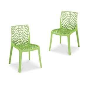 Maharaja Wave 43x79.5x49cm Plastic Green Outdoor Chair without Arm Rest (Pack of 2)