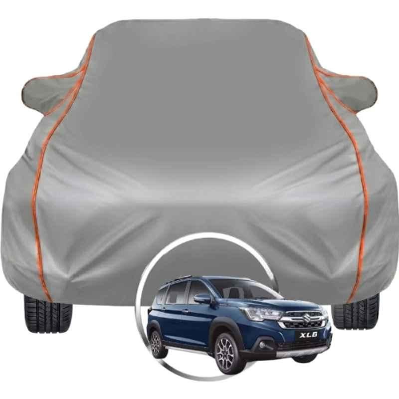 Allextreme Polyester Grey Car Cover with Triple Stitched Reflective Piping for Maruti Suzuki XL6 All Model & Year, PV-GY-07