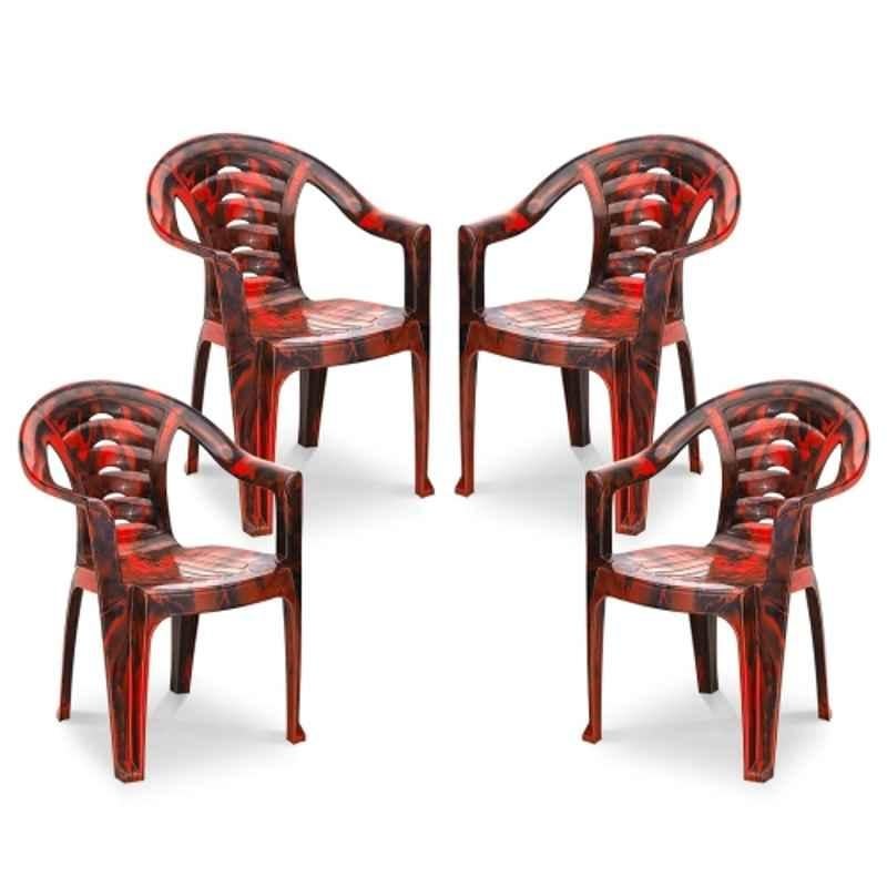 Maharaja Sunrise 590x600x800mm Plastic Rosewood Armrest Chair for Home & Office (Pack of 4)