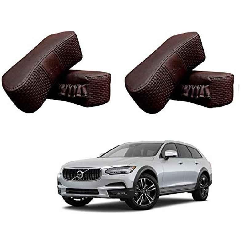 Kozdiko 4 Pcs CV Designer Cola Leatherite Neck Rest Car Cushion Pillow Set for Volvo V90