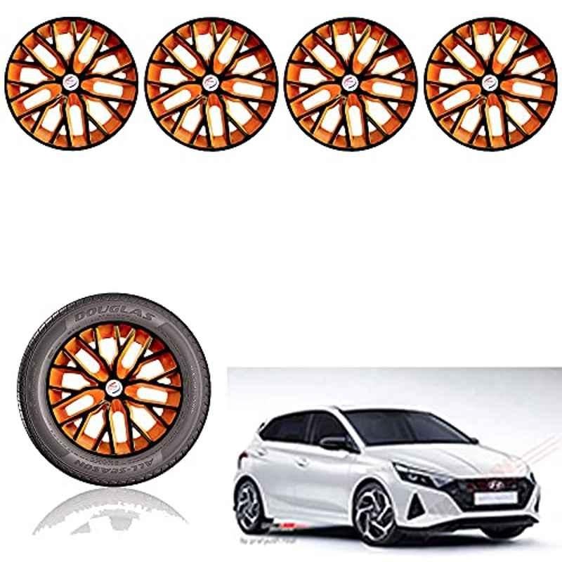 Auto Pearl 14 inch ABS Black & Orange Press Type Car Hub Cap Wheel Cover for i20 2020