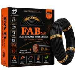 Fabgold 2.5 Sqmm Black FR PVC Multi Strand Electrical Wire, FABGOLD20, Length: 90m