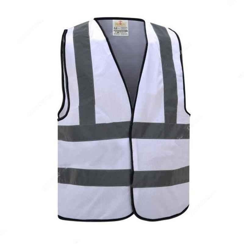 Empiral Glitter E108083302 Polyester White Safety Vest, Size: M