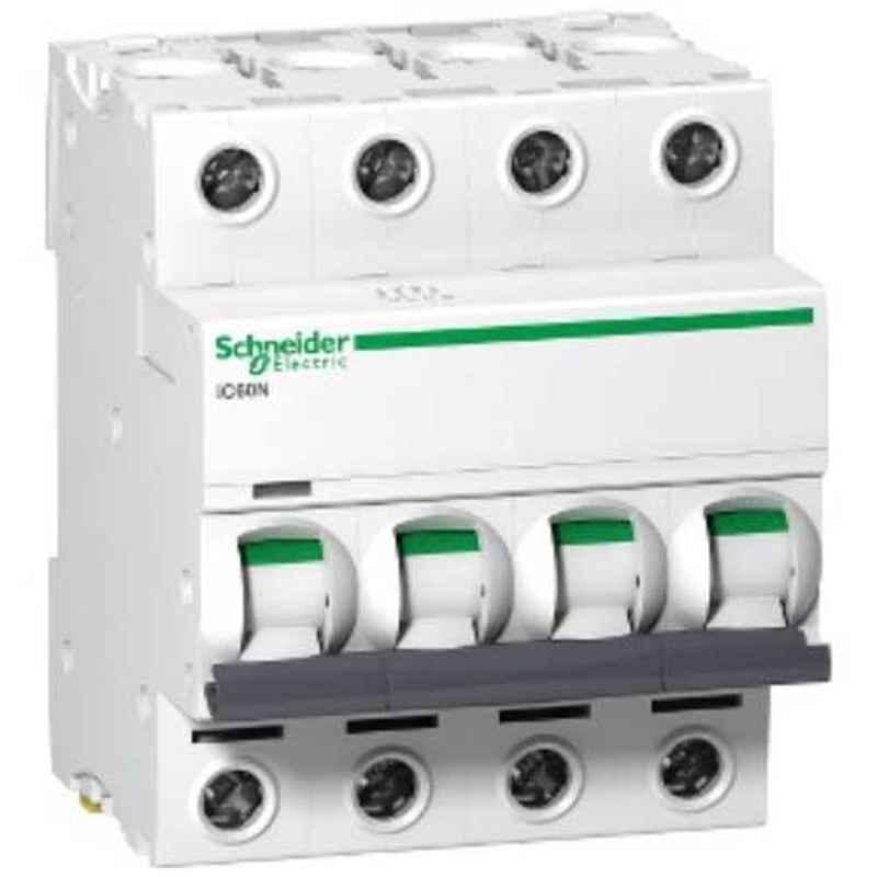 Schneider Acti9 63A 4 Pole Curve C White Miniature Circuit Breaker, A9F44463
