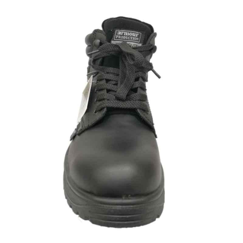 Armour Production Leather Steel Toe Black Safety Shoes, LY 24, Size: 46