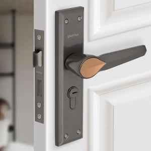 Plantex Heavy-Duty Door Lock Set/Main Door Lock Handle Set/6-Lever Lock Mechanism Mortise Lock with 3 Keys/Brass Lock Body & Cylinder PTP-07, Satin Black & Rose Gold