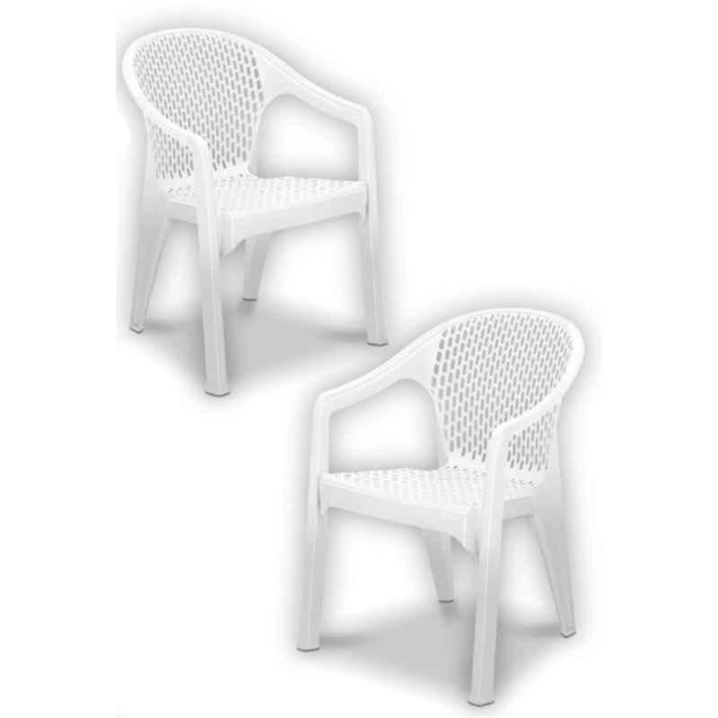 Maharaja Galaxy 570x580x800mm Plastic White Plastic Armrest Chair (Pack of 2)
