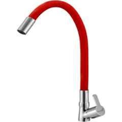 Prestige EVA Brass Chrome Finish Red Flexible Swan Neck Pillar Tap
