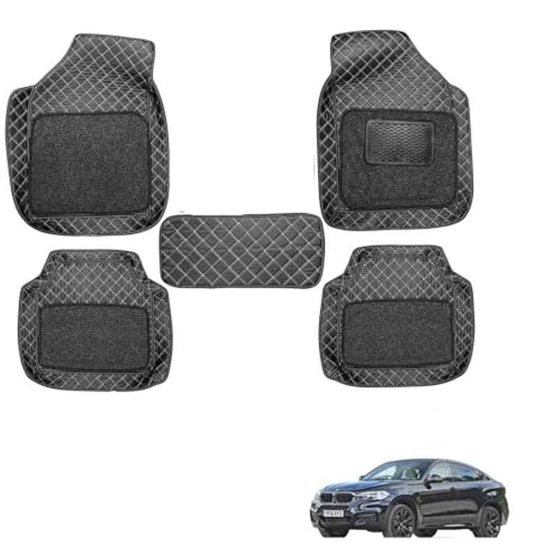 Kozdiko 5 Pcs Waterproof & Luxury 7D Black Leatherette Car Floor Mat Set for BMW X6
