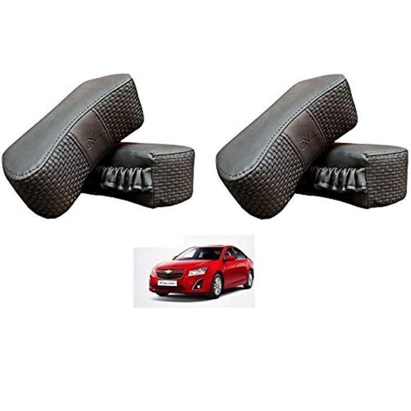 Kozdiko 4 Pcs CV Designer Grey Leatherite Neck Rest Car Cushion Pillow Set for Chevrolet Cruze