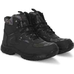 Ozarro Genuine Leather Steel Toe Black Commando Army Safety Shoes, S4451, Size: 7