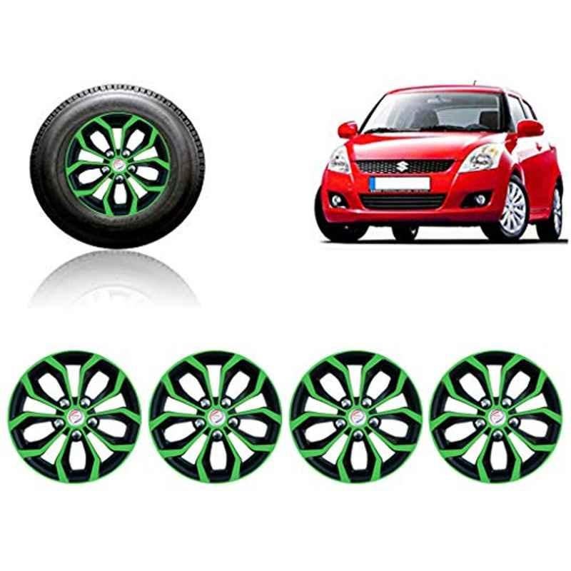 Auto Pearl 4 Pcs 14 inch ABS Green & Black Car Wheel Cover Set for Maruti Suzuki Swift T2