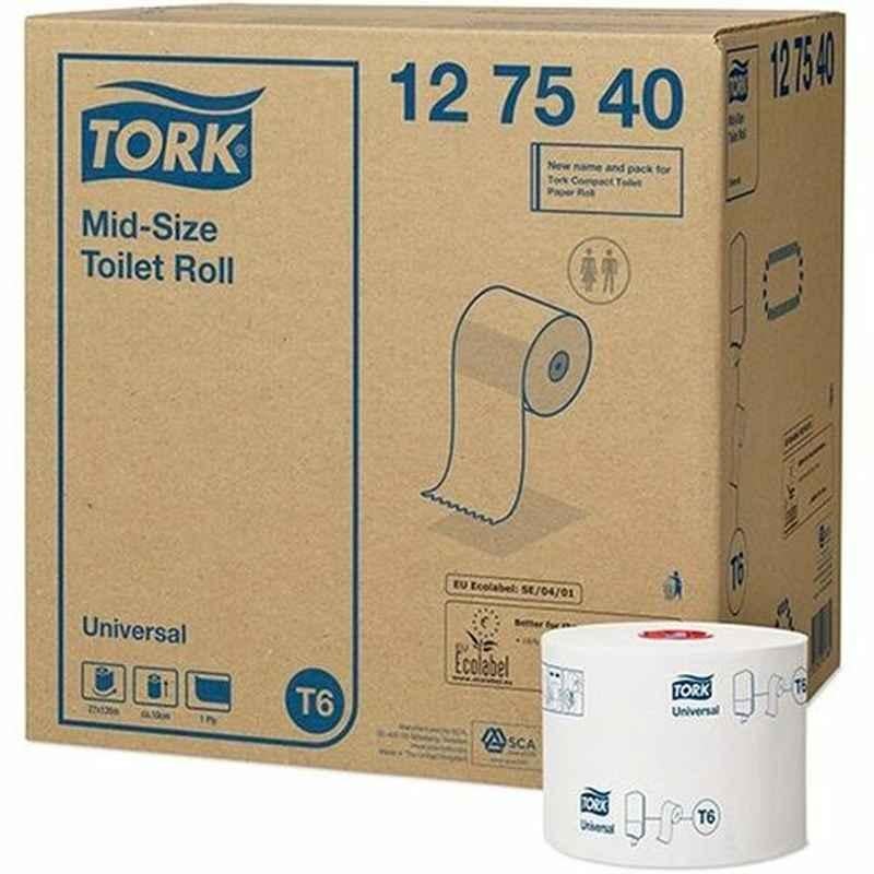 Tork Toilet Roll, 1 Ply, M, 27 Roll/Pack