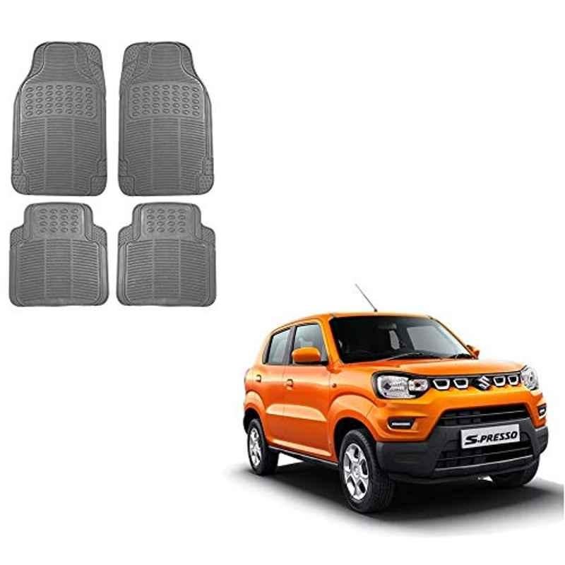 Kozdiko 4 Pcs Rubber Grey Car Simple Foot Mat Set for Maruti Suzuki S-Presso