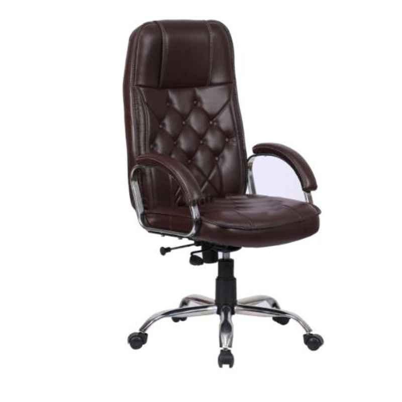 Modern India Leatherette Brown High Back Office Chair, MI258 (Pack of 2)
