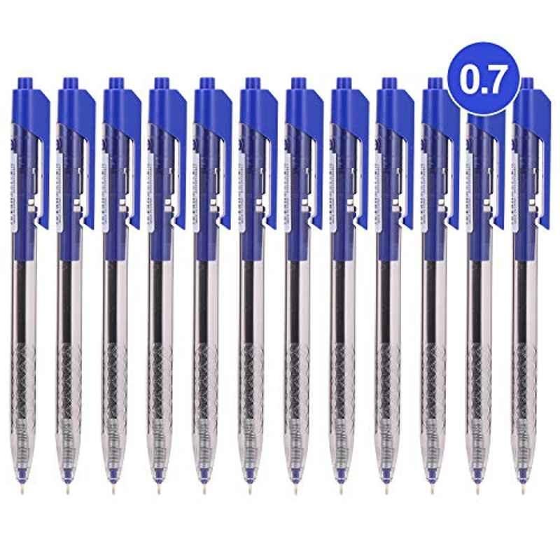 Deli 0.7mm Blue Low Viscosity Ink Ball Point Pen, Q01330 (Pack of 12)