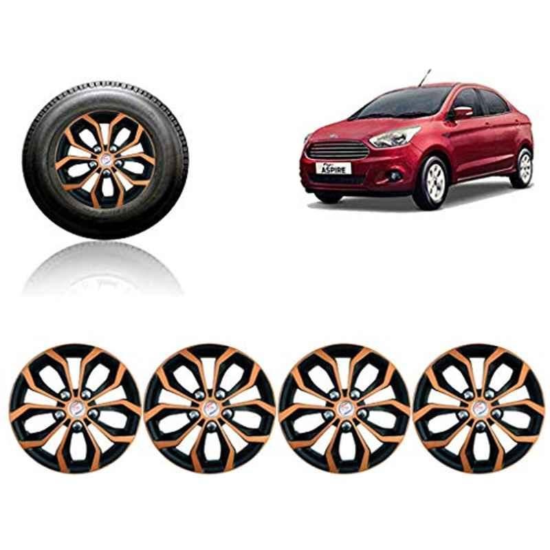 Auto Pearl 4 Pcs 15 inch ABS Black & Copper Press Fitting Wheel Cover Set for Ford Figo Aspire