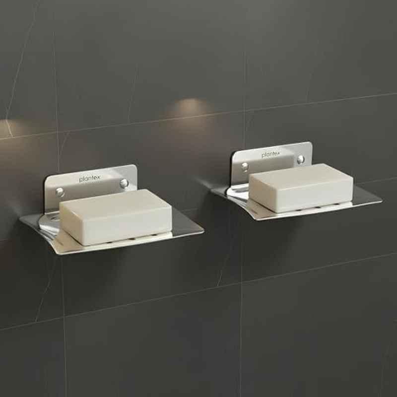 Plantex Stainless Steel Soap Dish/Soap Stand/Bathroom Soap Holder/Soap Case Bathroom Accessories (Pack of 2)