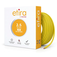 Polycab Etira 2.5 Sqmm 90m Yellow Single Core FR Multistrand PVC Copper Insulated Unsheathed Industrial Cable