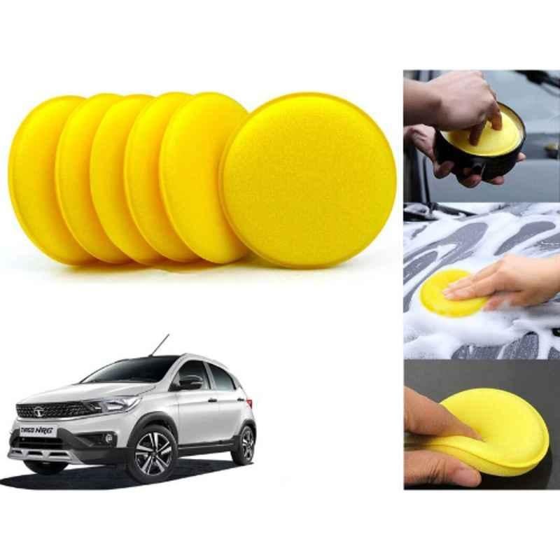 Auto Pearl Polyurethane Beige Washing & Waxing Polish Foam Sponge for Tiago NRG (Pack of 6)