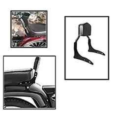 AOW Harley Style Backrest Support Pillion Balck Cushion Back Rest Full Black Bar for Royal Enfield Models RE-26