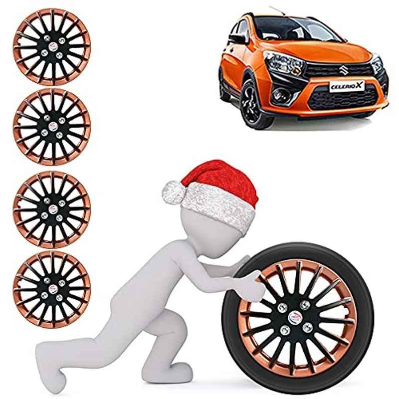 Auto Pearl 4 Pcs 14 inch ABS Camry Copper & Black Car Wheel Cover Set for Maruti Suzuki Celerio X