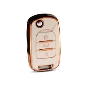 Flymaster Thermoplastic Polyurethane White TPU Car Key Cover, WHITE-TPURKE-53