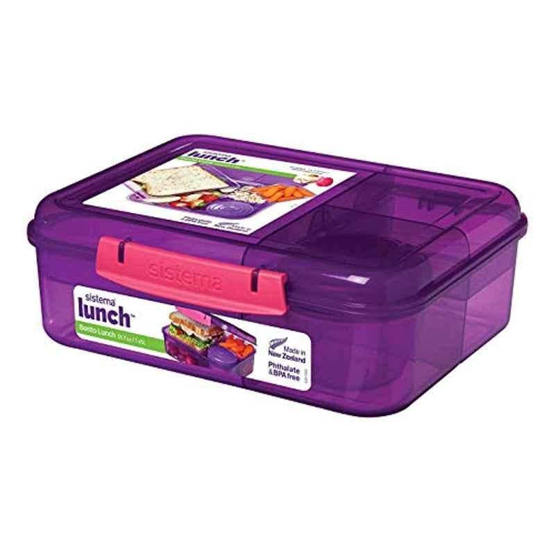 Sistema 1.65L Plastic Purple Bento Lunch Box, 41690